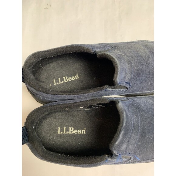 LL Bean Womens Comfort Mocs Size 6 Navy Blue Suede Slip On Water Resistant Shoe - Picture 3 of 8